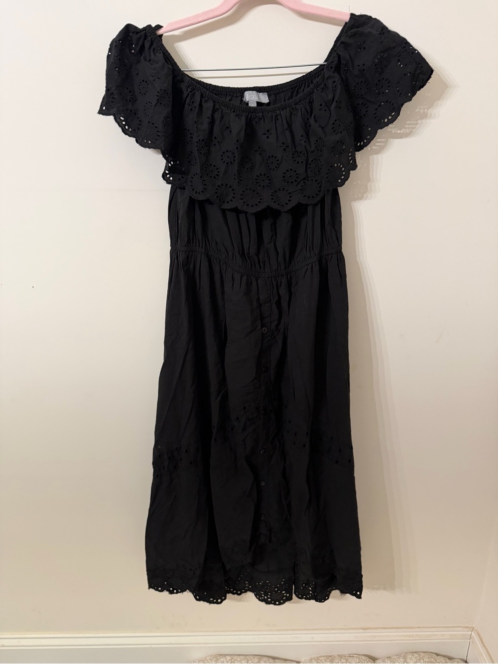 J Gee women’s  Black Off-Shoulder Eyelet Dress size L